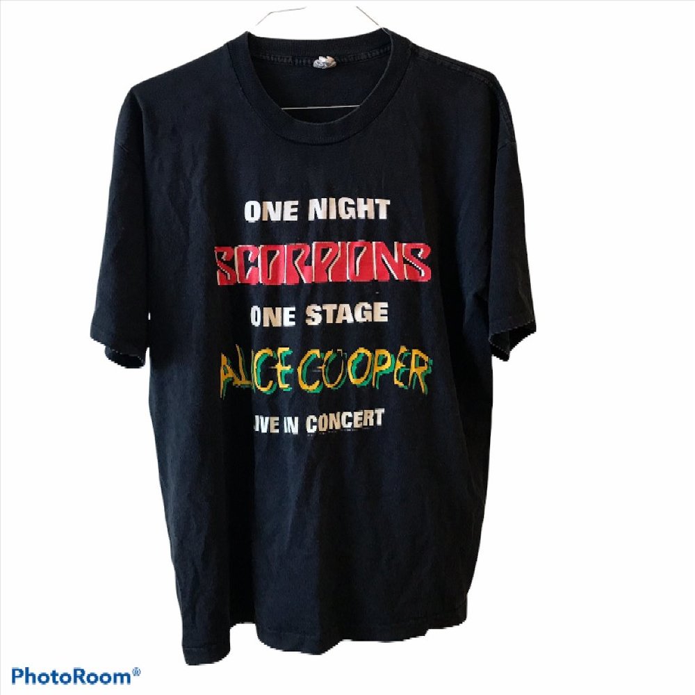 Scorpions Alice Cooper Live In Concert Tour Shirt Vtg 90s 1996 Rock Made USA XL